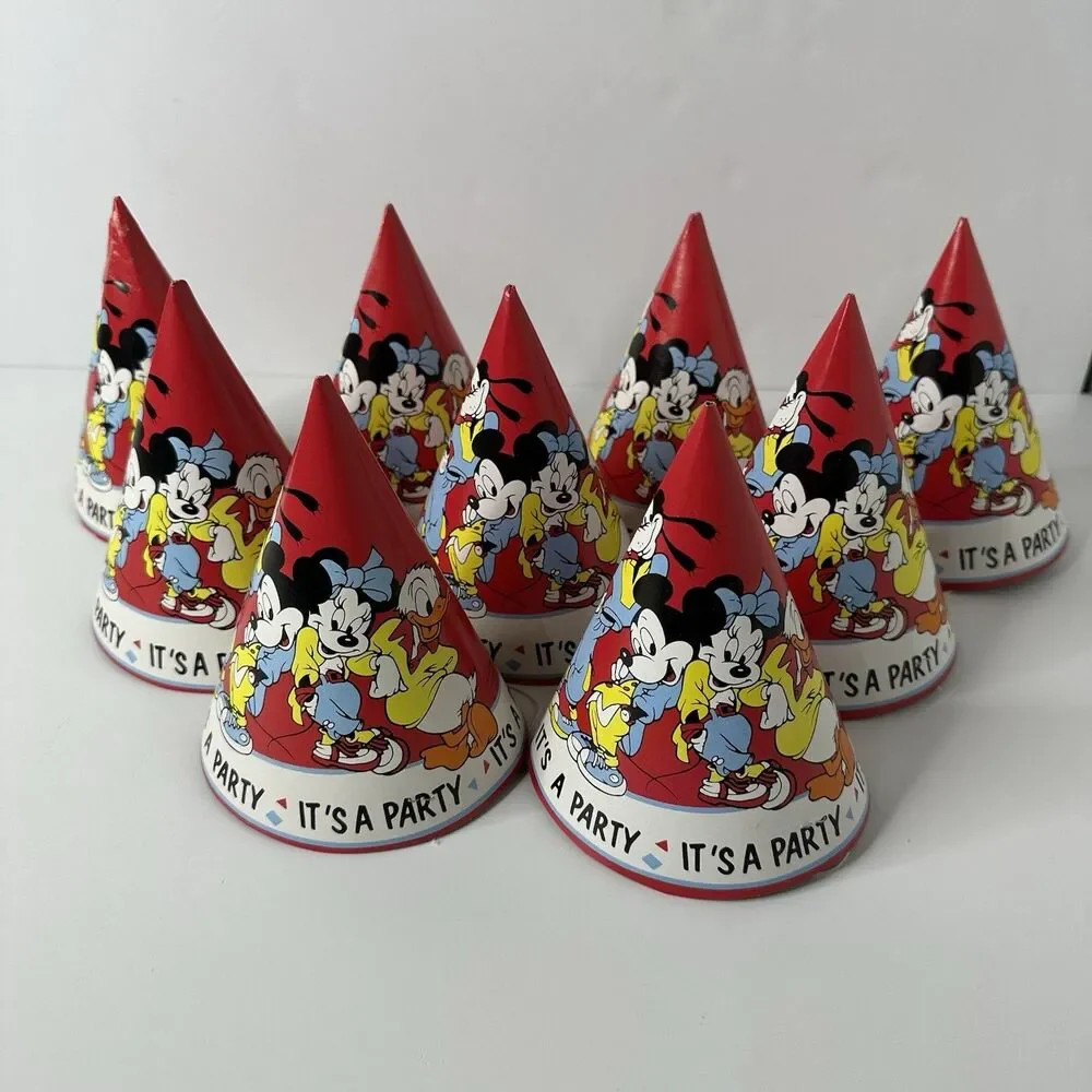 9‎ Vintage Disney Party Hats Mickey Minnie Goofy Junk Journal Photo Booth Prop